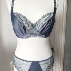 Fantasy Lily grey balcony bra size 38G 12euro and brief size M 6 euro BNWT
