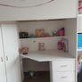 high bed for sale with 3 drawers, 3 small shelves, a small wardrobe and a deak underneath. Mattress included. Height 172cm, Width 192cm, Depth 95cm. Some small marks on desk and back of desk - see photos Image 3