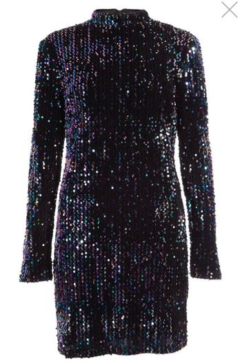 QUIZ Black High Neck Bodycon Sequin Dress Size 8
