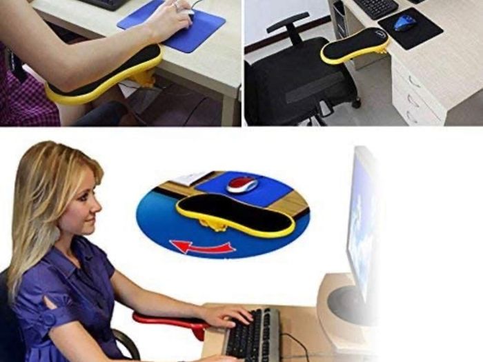 Ergonomic Adjustable Computer Desk Extender Arm Wrist Rest Support/Mouse Pad Desk Chair System Computer Armrest Wrist Rest (Black/ Yellow)
