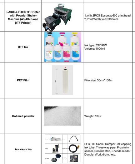 LAIKE-L H30 DTF Printer with Powder Shaker Machine (A3 All-in-one DTF Printer)(brand new)