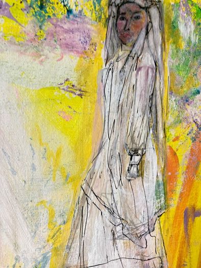Framed Original Painting Eclectic Art Dublin Wedding Dress Art Bridal Original Art - Fashion Art - Couture Bride - Irish Figurative Art