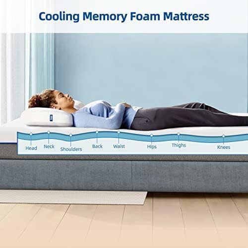 5FT King Size Memory Foam Mattress, 8 Inch with Soft Fabric, Skin-friendly Mattress, Breathable Cover, 2 Layer for More Supportive, Medium Firm-150x200x20cm