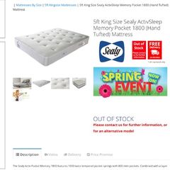 Sealy king size pocket sprung mattress