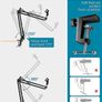 Microphone Stand Mic Arm Suspension Boom Scissor Arm Stand with 3/8" to 5/8" Screw Adapter Shock Mount Windscreen Pop Filter Mic Clip Holder Cable Ties for HyperX QuadCast, Blue Yeti Image 5