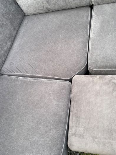 Verona Grey L shaped corner sofa + footstool