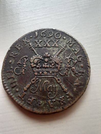 May  1690 Gunmoney Halfcrown .