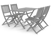 5 Piece Garden Dining Set Solid Acacia Wood Grey