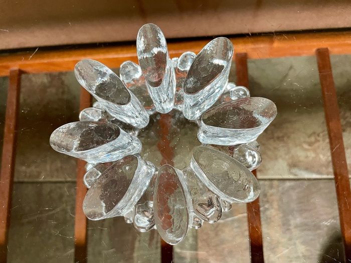 Vintage 1960s Georgshutte Art Glass Votive Candle Holder Trivet Dish Warmer