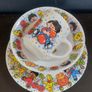 Vintage Rare Collectable Arcopal France Childrens Milk Glass Dining Set with Haribo Sweets Motifs, Consisting of A Mug, Cereal Bowl and 20cm Plate, circa 1970 Image 2