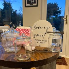 Sweet Table / Candy Station / Wedding assorted jars, tongs, sweet bags + sign