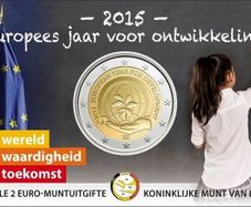 Belgium 2 Euro Commemorative Coin 2015 - European Year of Development. Coincard. BU