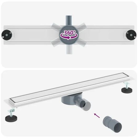 Shower Drain 2-in-1 with 360 Siphon Silver 80 cm