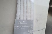5 Pack of 25cm White Sparkle Decorative Dinner Candles