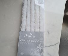 5 Pack of 25cm White Sparkle Decorative Dinner Candles