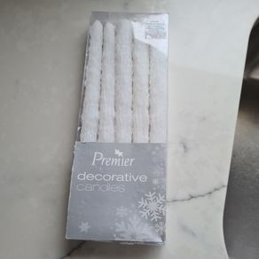 5 Pack of 25cm White Sparkle Decorative Dinner Candles