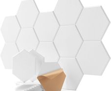 FREE EXPRESS SHIPPING Sound Proofing Panels 12 Pack Hexagon Self-Adhesive Soundproofing Panels Acoustic Foam Panels High Density Acoustic Panels for Recording Acoustic Treatment Sound Absorbing Panels 12" X 10" X 0.4"
