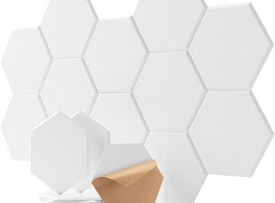 FREE EXPRESS SHIPPING Sound Proofing Panels 12 Pack Hexagon Self-Adhesive Soundproofing Panels Acoustic Foam Panels High Density Acoustic Panels for Recording Acoustic Treatment Sound Absorbing Panels 12" X 10" X 0.4"