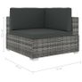 6 Piece Garden Lounge Set with Cushions Poly Rattan Grey Image 8