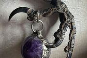 Raven Claw Soldered with Chevron Dream Amethyst Crystal Oddity Talisman Witchy Spiritual Shaman