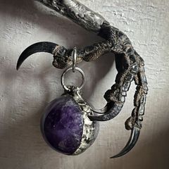 Raven Claw Soldered with Chevron Dream Amethyst Crystal Oddity Talisman Witchy Spiritual Shaman