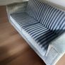 3 Seater Sofa Bed Blue Stripe Image 2