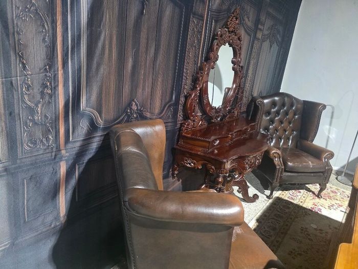 Rococo revival mahogany console table with  mirror