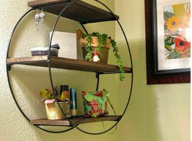 BRAND NEW 3 Tier Floating Wall Mounted Rustic Industrial Wood Metal Shelves