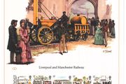 1980 Great Britain Limited Edition Lithographed Print measuring 333mm X 257mm showing Liverpool and Manchester Railway Commemorative stamps with First Day of Issue Cancel