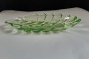 Bagley Green Glass Leaf Shape Serving Plate