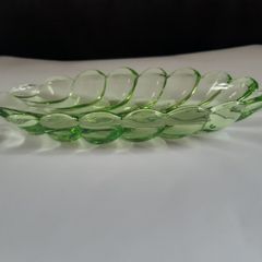 Bagley Green Glass Leaf Shape Serving Plate