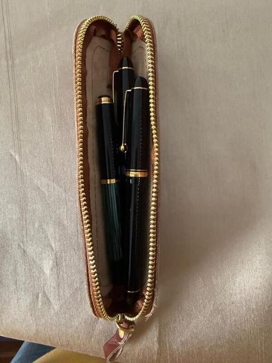 Leather pen case - 20cm long - holds 3 pens - brand new