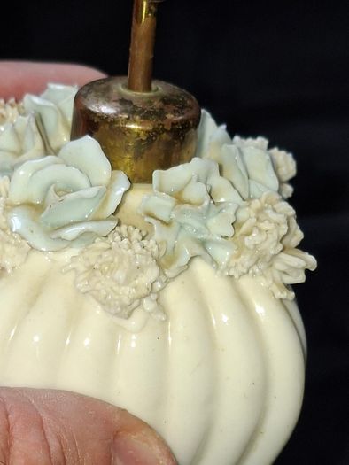 Beautiful Old French Floral Porcelain Perfume Atomizer, Postage Available or Collection