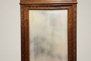 Late 19th Century Belgian Gothic Carved Oak Beveled Mirror
