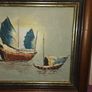 Oil on board "Traditional Chinese Junk Boats" Framed Image 3