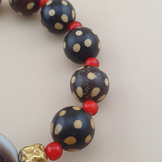 Vintage Himalayan Tibetan Circle Eye Circle Shape Agate & Beads Bracelet