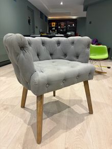 Grey Button-Tufted Accent Chair