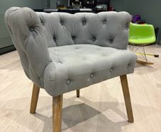 Grey Button-Tufted Accent Chair
