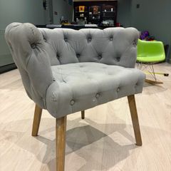 Grey Button-Tufted Accent Chair