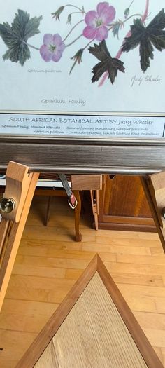 Lovely Gray Framed SOUTH AFRICAN BOTANICAL ART BY Judy Wheeler Geranium Family Monsania attenuata Geranium pulchrum
