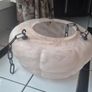 Rare open base Original Art Deco light pink hue 1930s glass ceiling shade Image 2