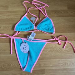 Hunza G Aqua & pink bikini NEW WITH TAGS