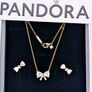 Pandora Gold Sparkling Bow Earrings Brand New Image 3