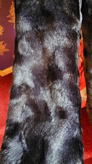 creenstone navy and brown long faux fur
