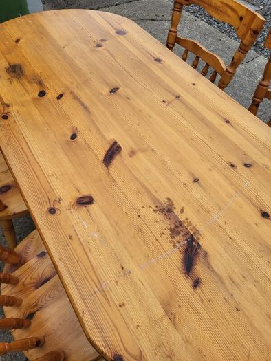 Solid Pine Dining Table & 4 Matching Chairs
