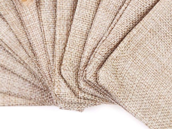 12 Christmas Jute Burlap Gift Bags Pouches with Drawstring Small Candy Bags for Xmas Favors