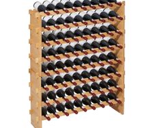 72 Bottle Stackable Modular Wine Rack, 8-Tier, Floor Freestanding Wine Storage Rack, Sturdy Wines Holder Display Shelf, Wobble-Free Shelves, Easy Assembly, for Kitchen, Cellar, and Bar, Natural