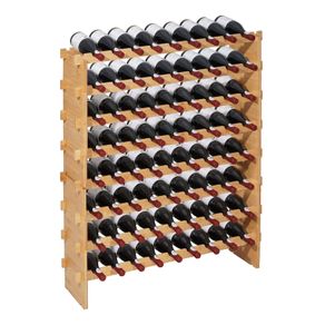 72 Bottle Stackable Modular Wine Rack, 8-Tier, Floor Freestanding Wine Storage Rack, Sturdy Wines Holder Display Shelf, Wobble-Free Shelves, Easy Assembly, for Kitchen, Cellar, and Bar, Natural