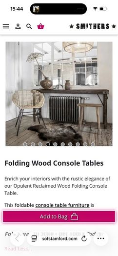 Ex display Smithers of Stanford reclaimed wood rustic foldaway console table