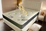 4ft Cream Fabric Bed and Mattress
